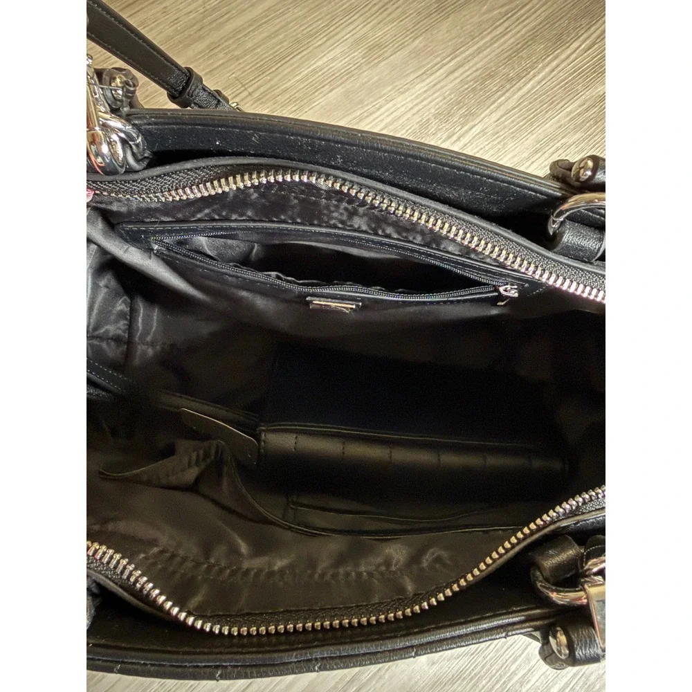 Guess Black Quilted Satchel Handbag and Matching Wristlet Wallet Set VY854242
